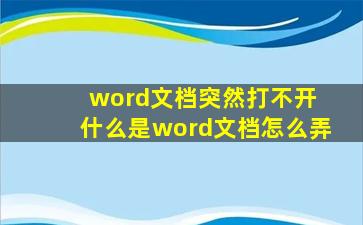 word文档突然打不开 什么是word文档怎么弄